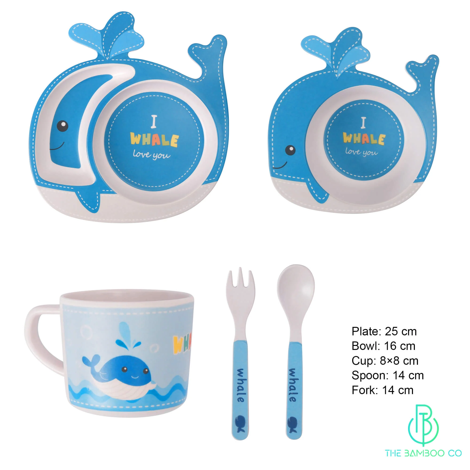 Witty Whale Bamboo Kids Dinner /Feeding Set of 5 - Image 3