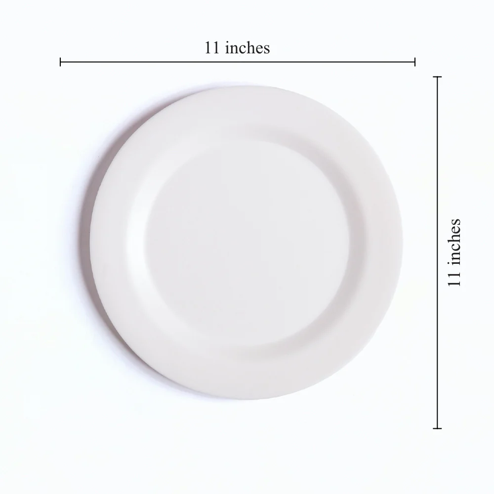 Creamy Cloud White Bamboo Dinner Plates- Set of 4 - Image 4