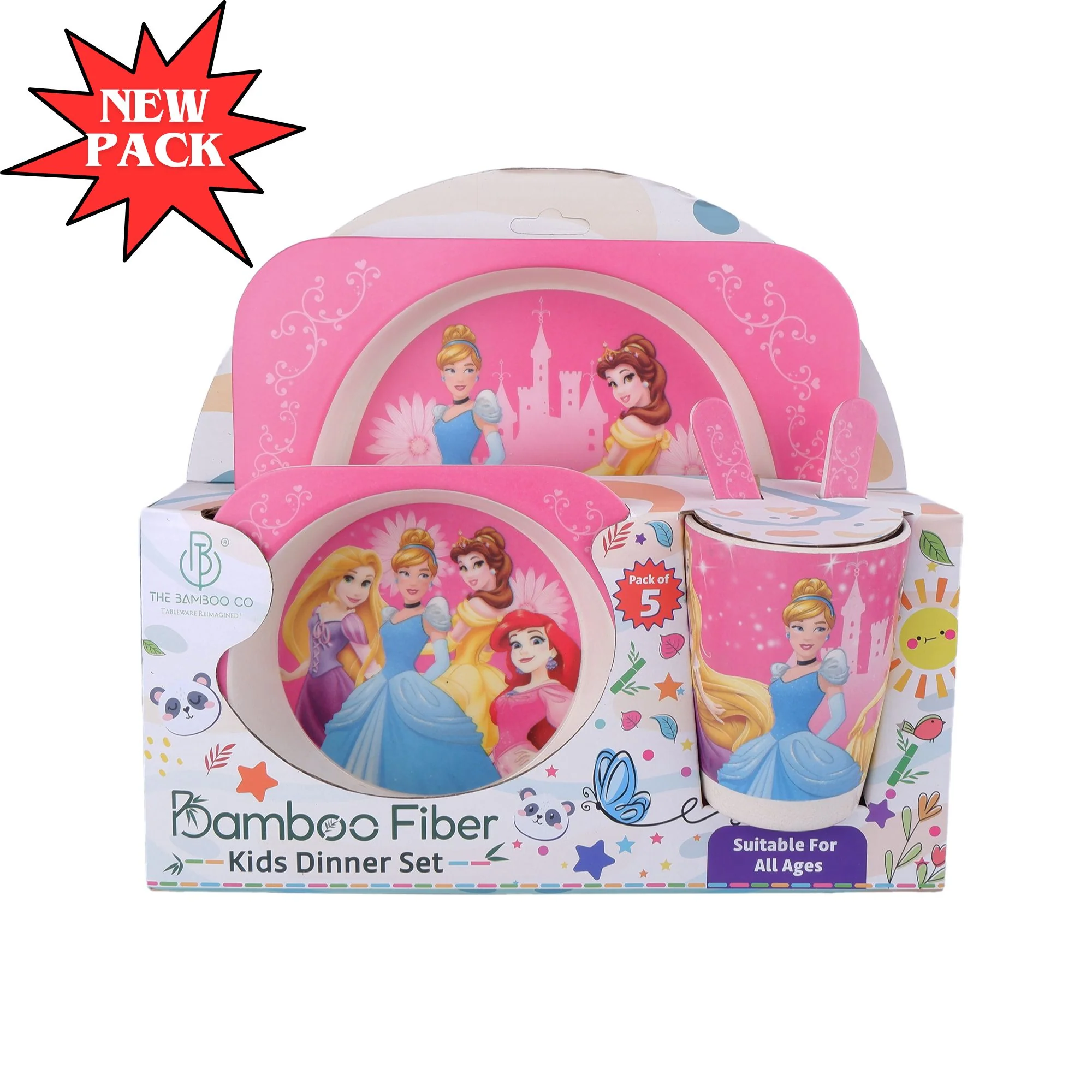 Disney Princess Bamboo Kids Dinner /Feeding Set of 5 - Image 4