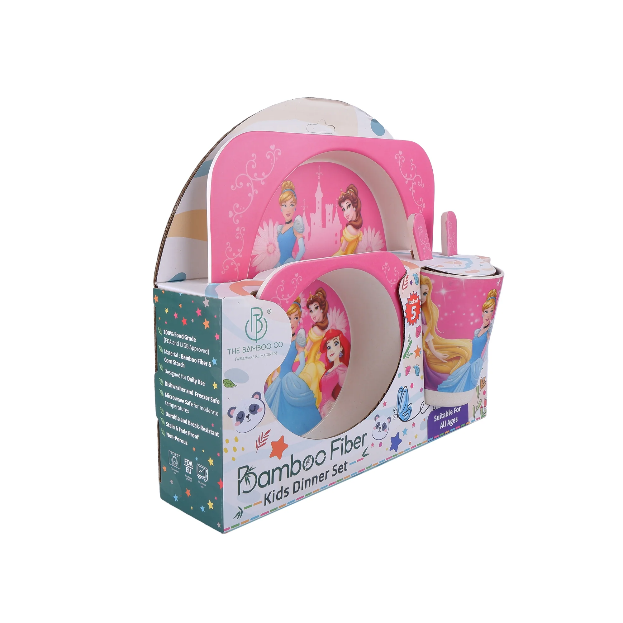 Disney Princess Bamboo Kids Dinner /Feeding Set of 5 - Image 6