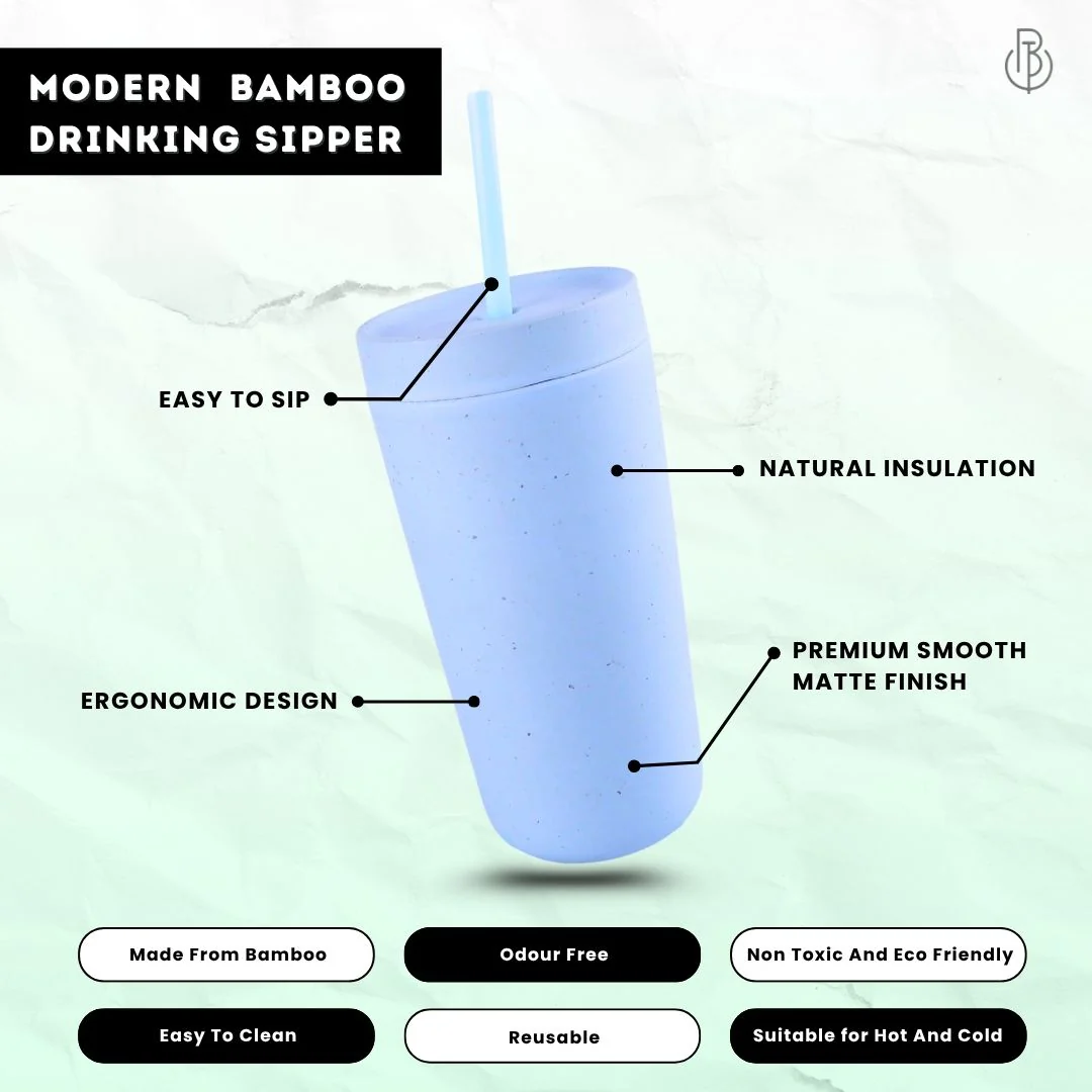 Drink It Up! Modern Bamboo Drinking Sipper for Adults and Kids (Age 7+ Years) with Straw - Image 9
