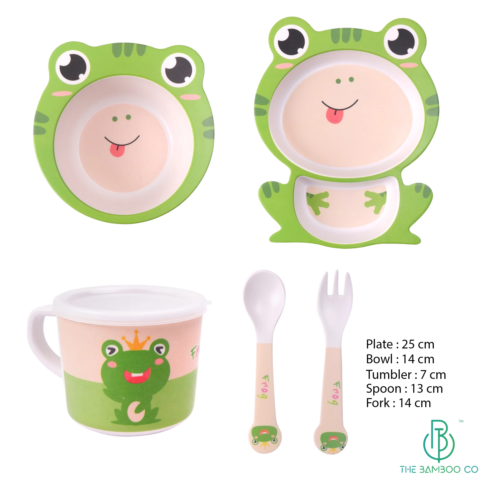 Funny Frog Bamboo Kids Dinner /Feeding Set of 5 - Image 3