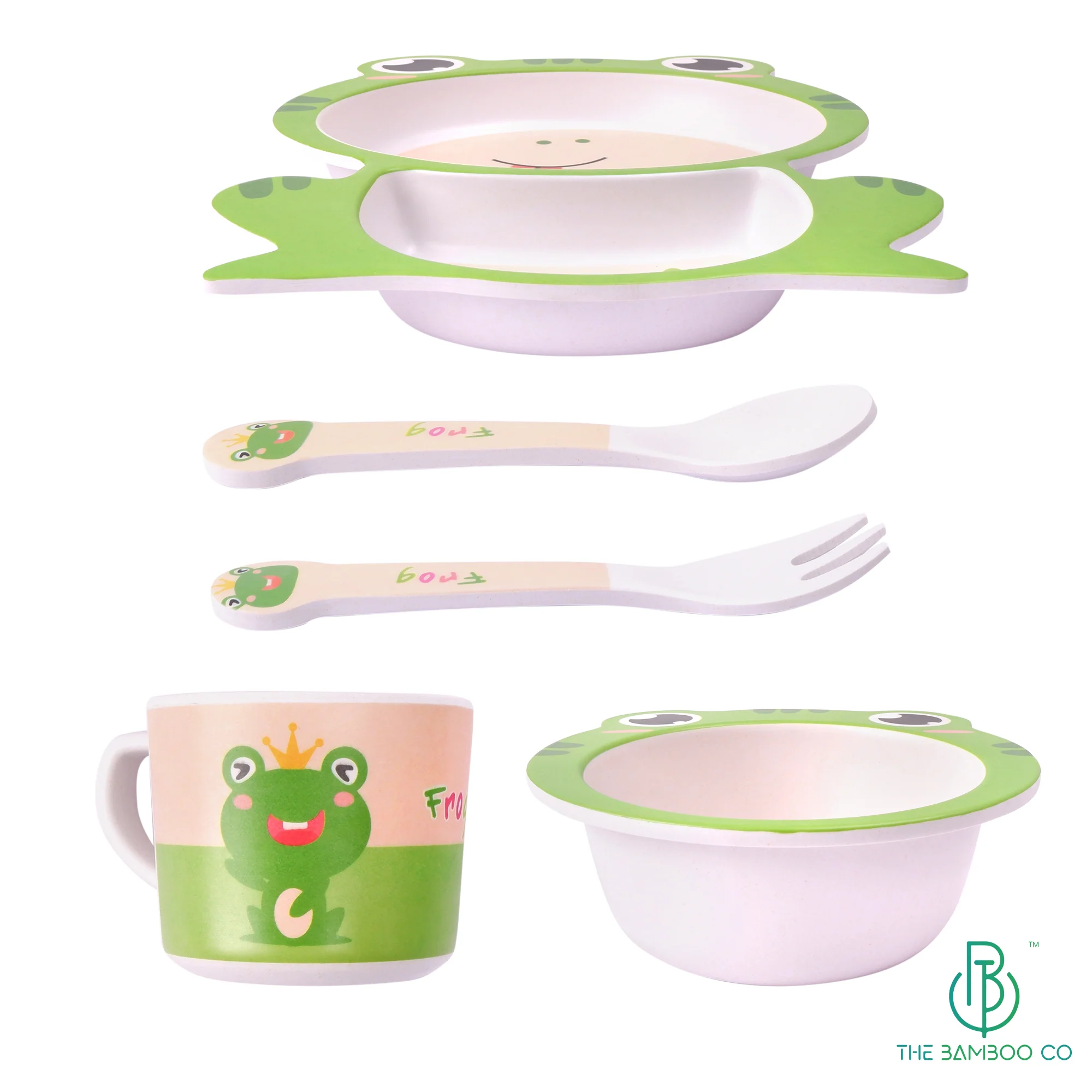 Funny Frog Bamboo Kids Dinner /Feeding Set of 5 - Image 4