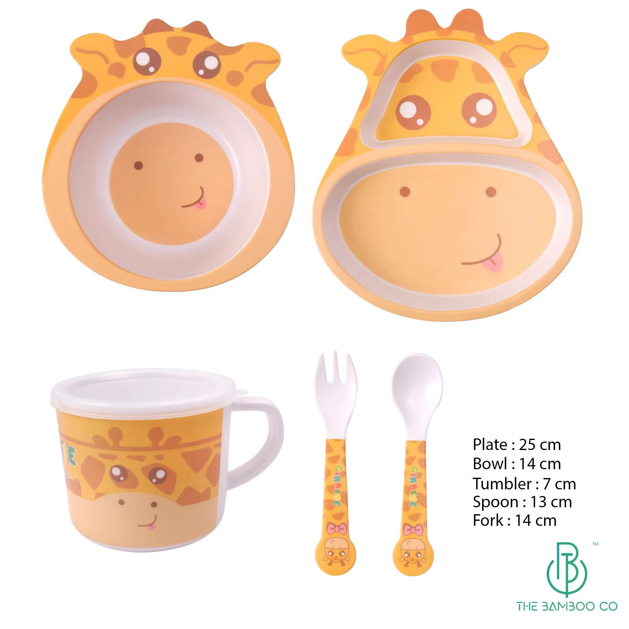 Goofy Giraffe Bamboo Kids Dinner /Feeding Set of 5 - Image 3