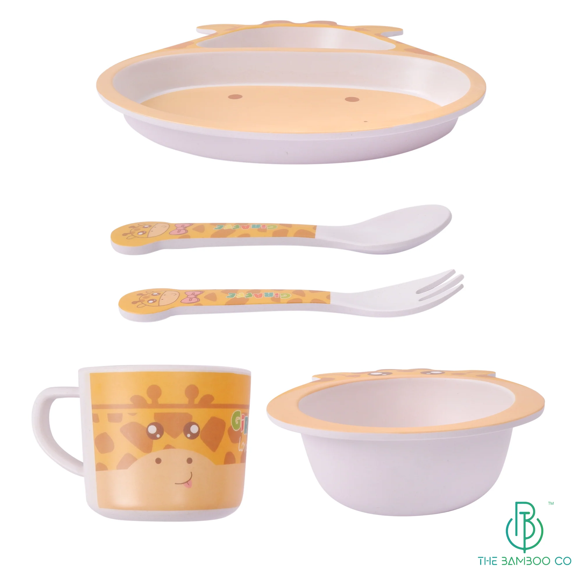 Goofy Giraffe Bamboo Kids Dinner /Feeding Set of 5 - Image 4