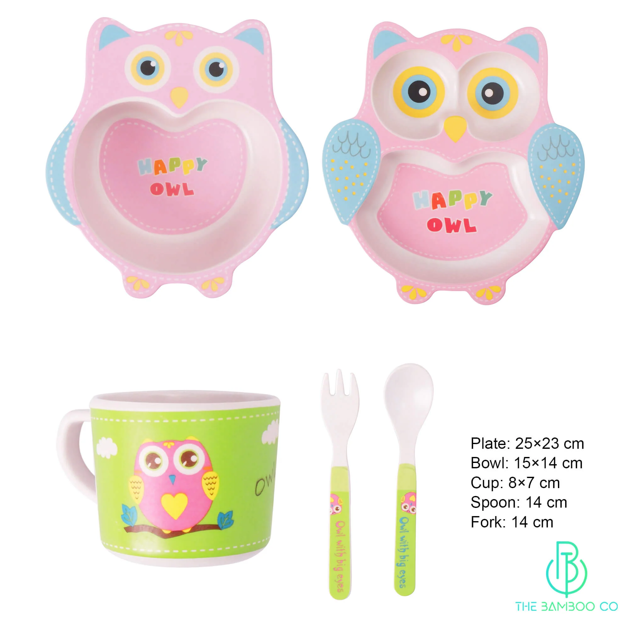 Obedient Owl Bamboo Kids Dinner /Feeding Set of 5 - Image 3