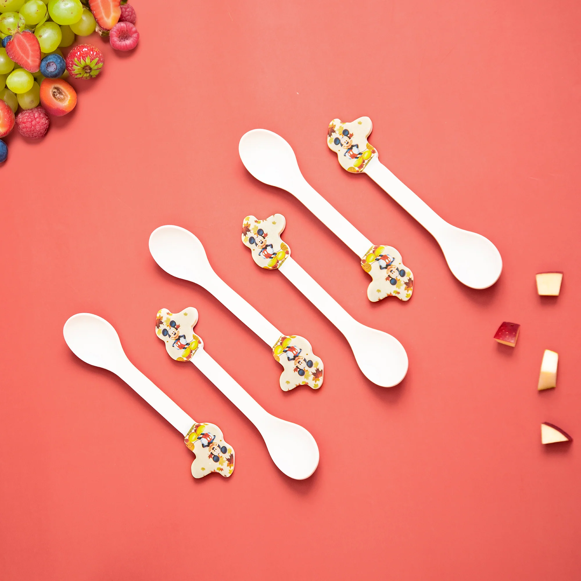 Mickey & Minnie Kids Eating / Feeding Bamboo Spoons & Forks - Image 3