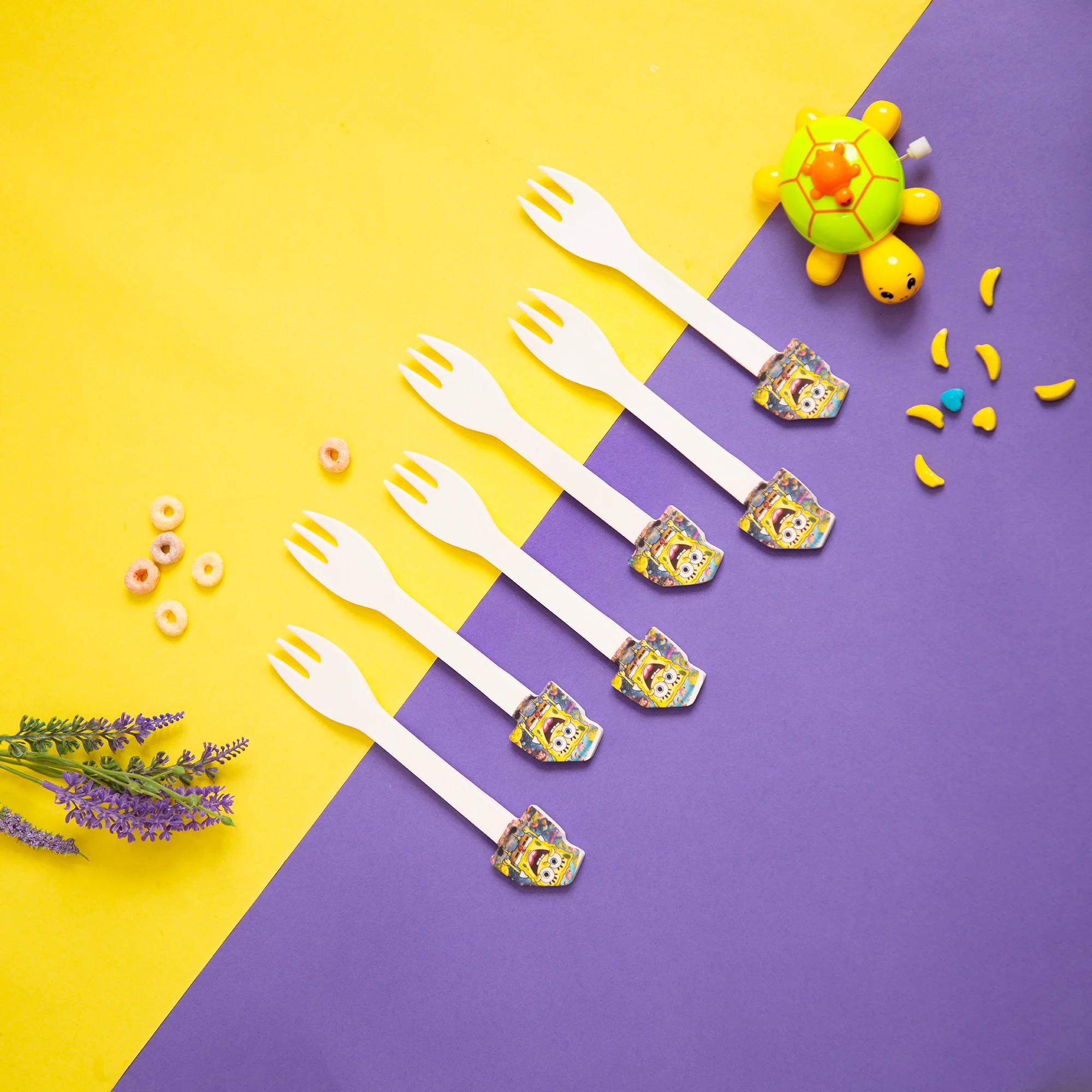 Minions Maniac Kids Eating / Feeding Bamboo Spoons & Forks- Set of 6 - Image 3