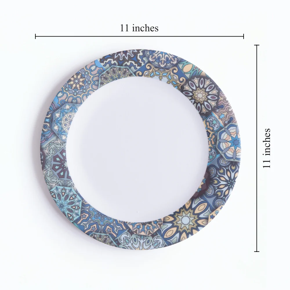 Mystic Blue Mandala Bamboo Dinner Plates- Set of 4 - Image 4