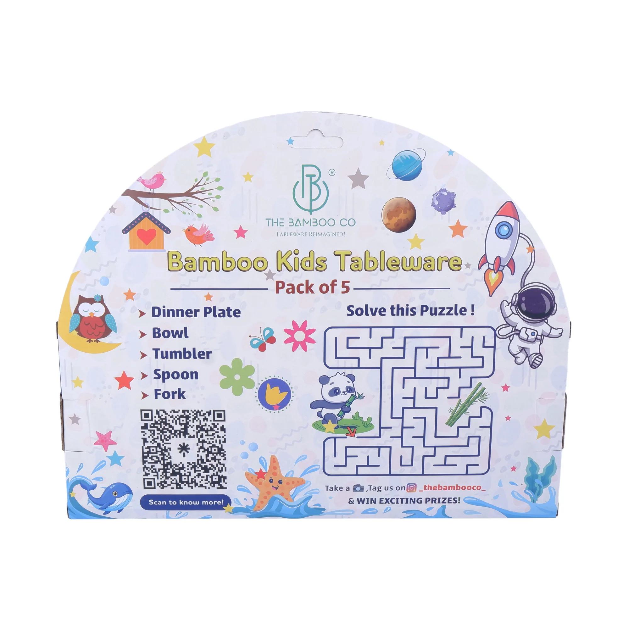 Wobbly Whale Bamboo Kids Dinner /Feeding Set of 5 - Image 11