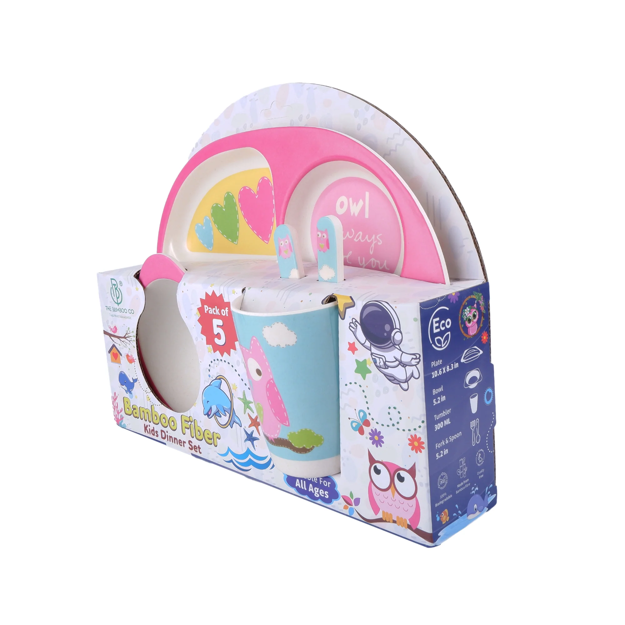 Observant Owl Bamboo Kids Dinner /Feeding Set of 5 - Image 9