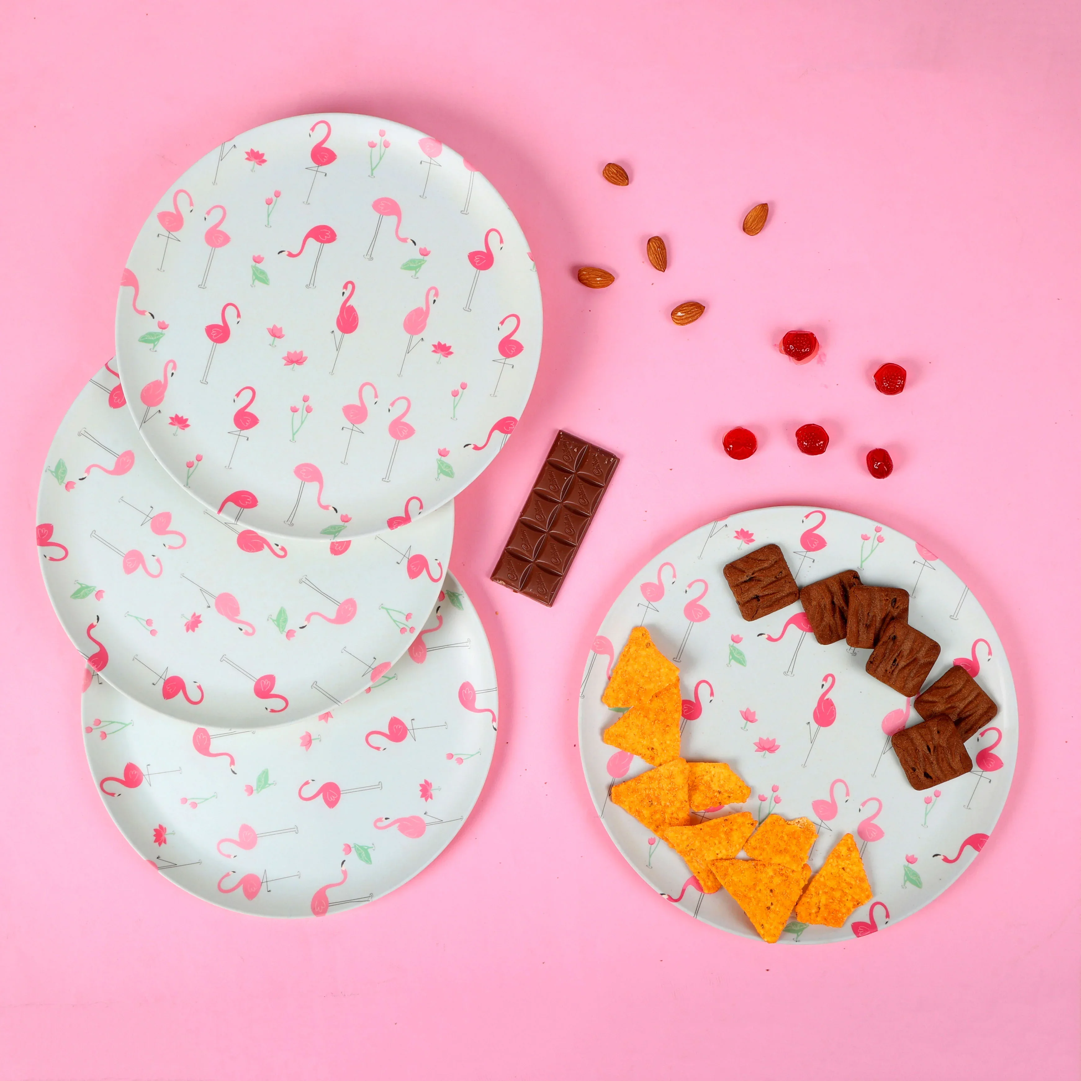Pink Flamingo Bamboo Dinner Plate -Set of 4 - Image 5