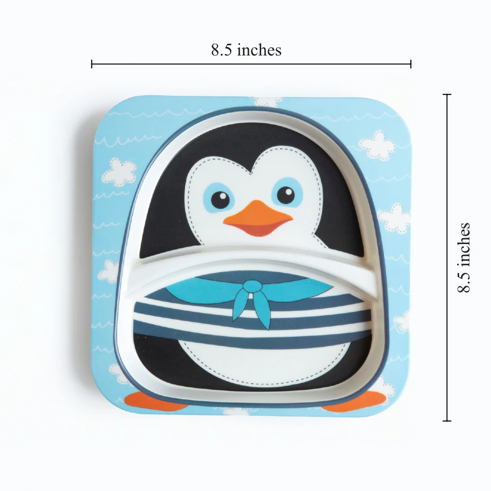 Plucky Penguin Bamboo Kids Dinner /Feeding Set of 5 - Image 8