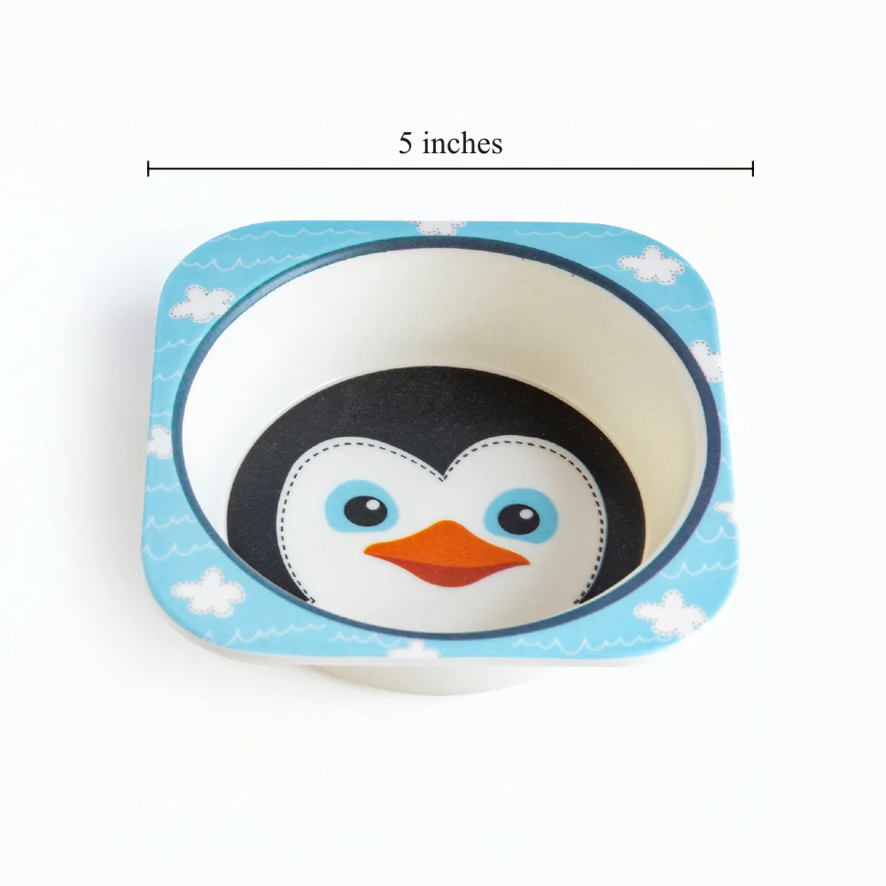 Plucky Penguin Bamboo Kids Dinner /Feeding Set of 5 - Image 9