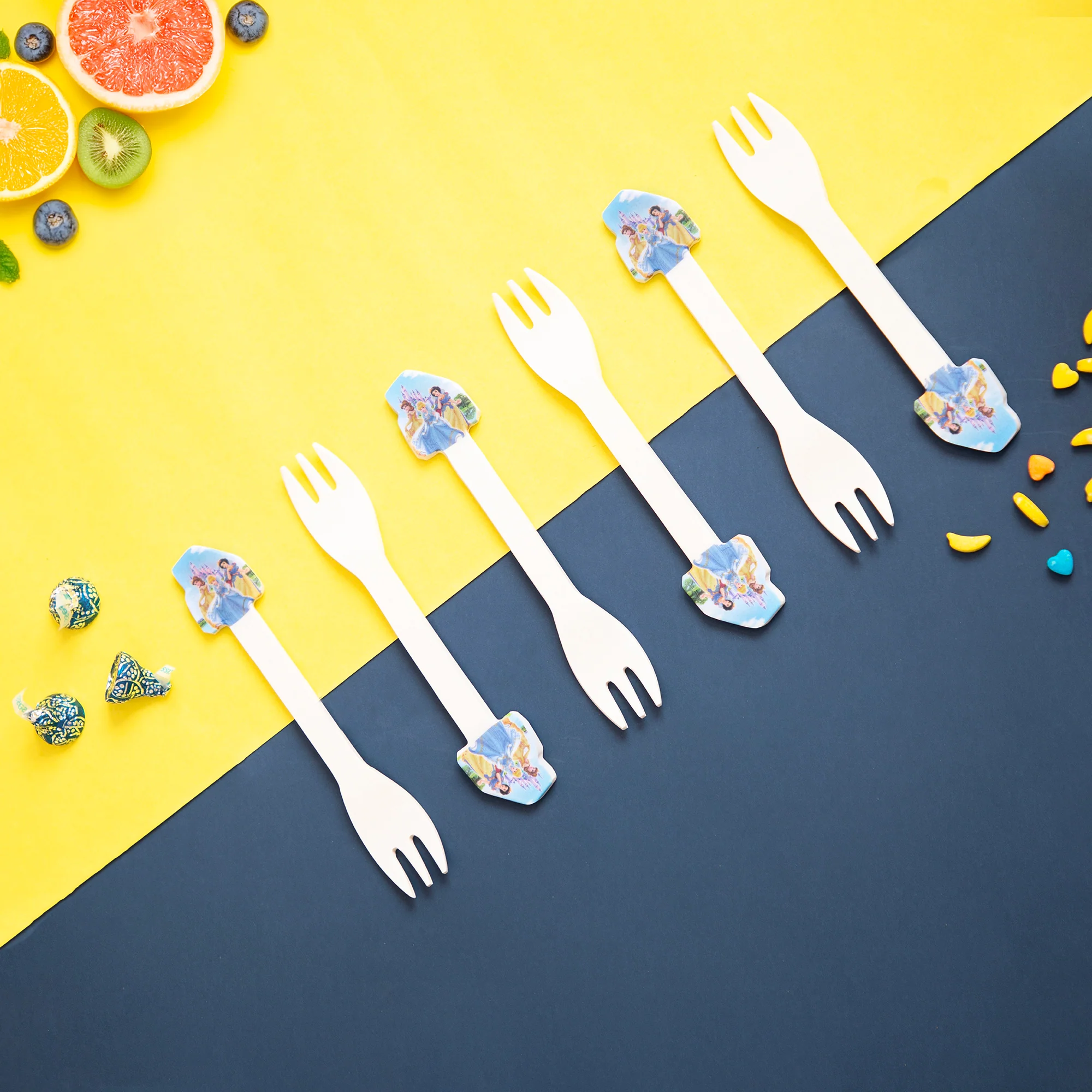 Royal Princess Kids Eating / Feeding Bamboo Spoons & Forks- Set of 6 - Image 3