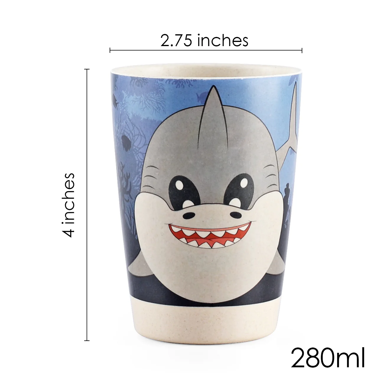 Shimmery Sea Shark Kids Drinking Bamboo Glass- Set of 4 - Image 3