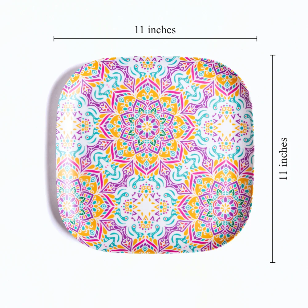 Sunrise Mandala Bamboo Dinner Plates- Set of 4 - Image 4