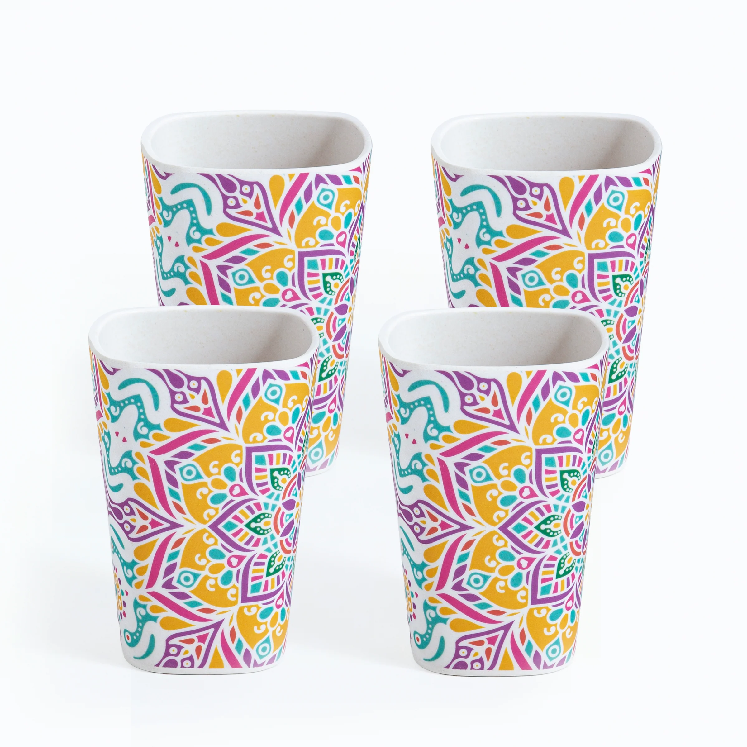 Sunrise Mandala  Bamboo Water & Juice Glasses- Set of 4 - Image 3