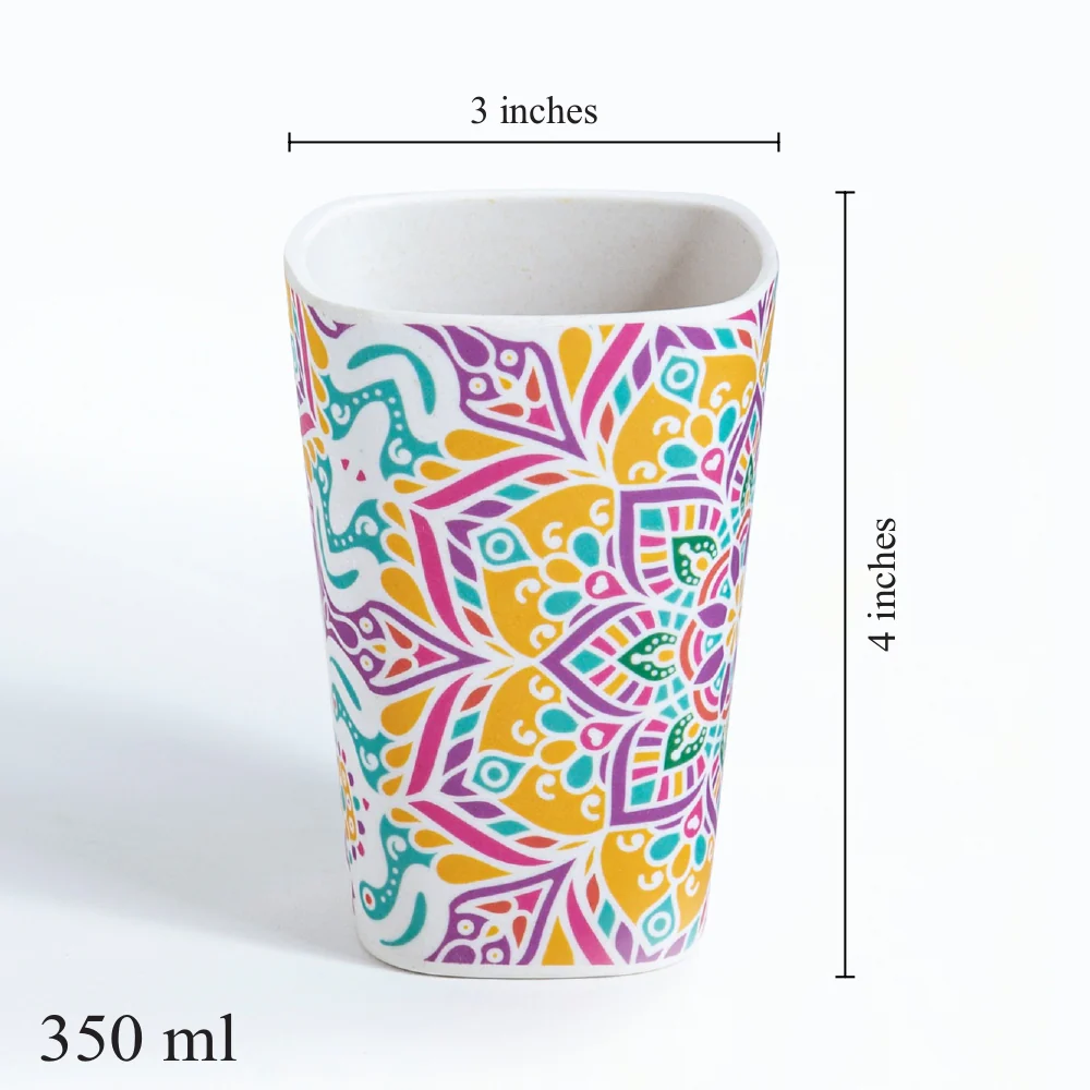 Sunrise Mandala  Bamboo Water & Juice Glasses- Set of 4 - Image 4