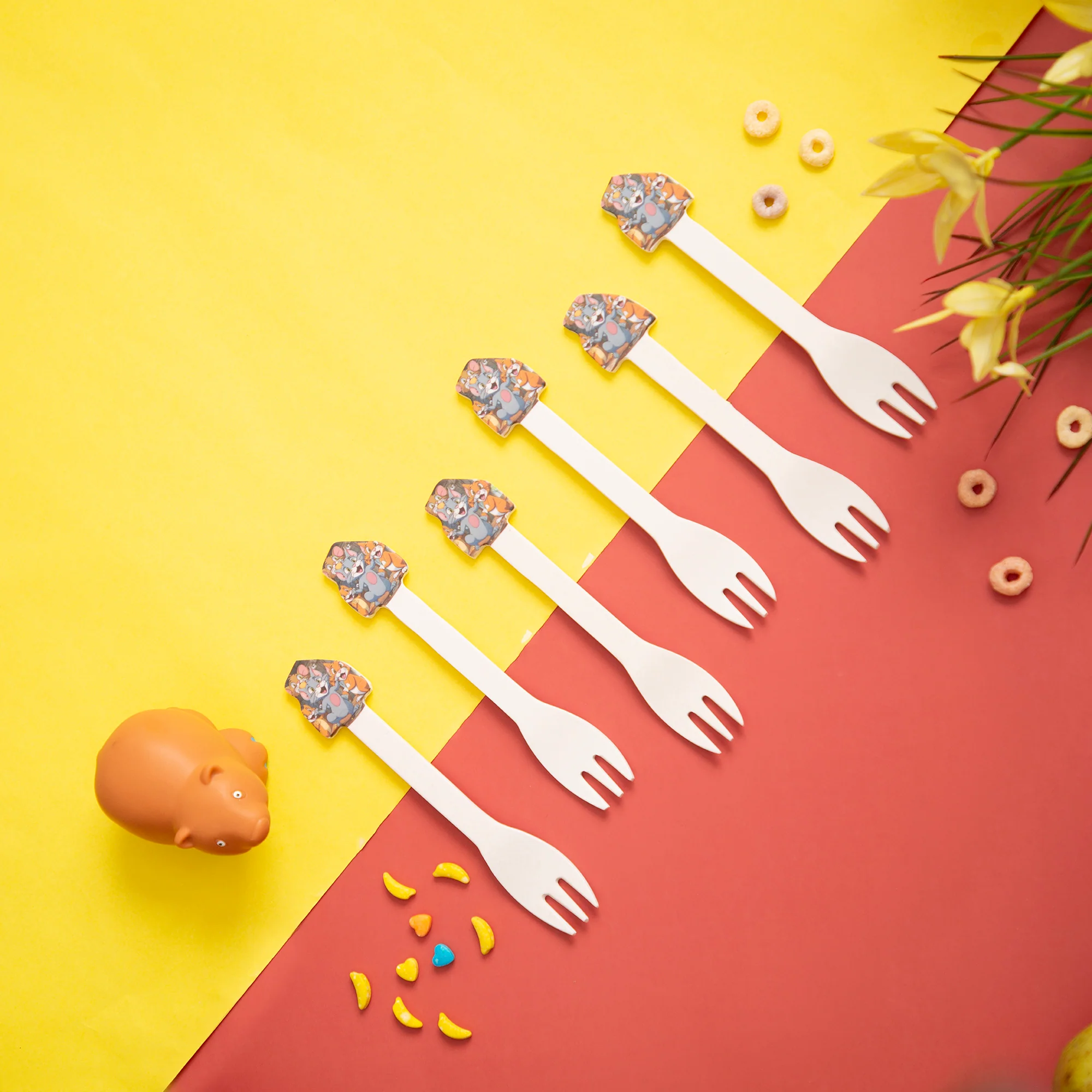 Tom & Jerry Kids Eating / Feeding Bamboo Spoons & Forks - Image 3