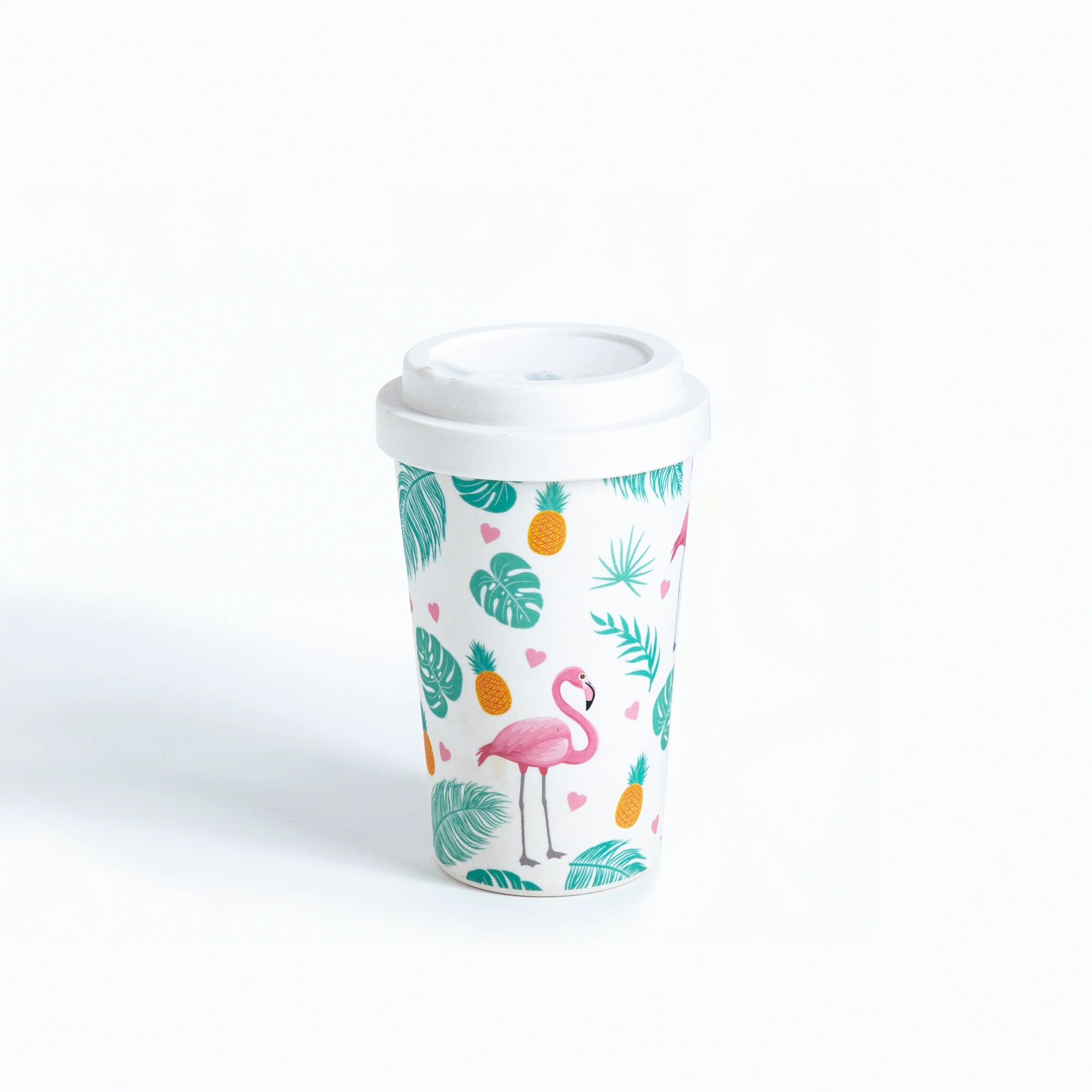 Tropical Flamingo Bamboo Travel Coffee Mug - Image 3