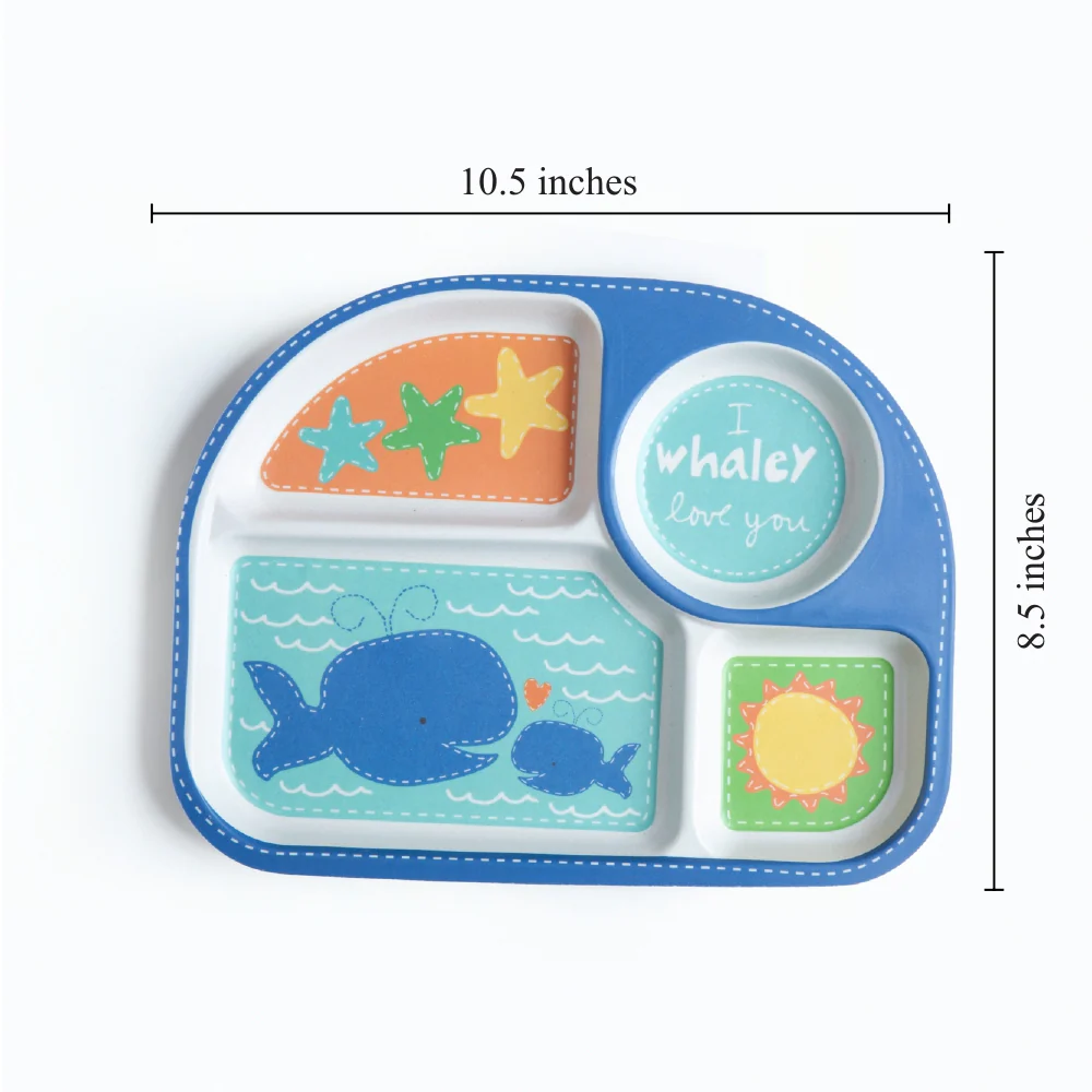 Wobbly Whale Bamboo Kids Dinner /Feeding Set of 5 - Image 4