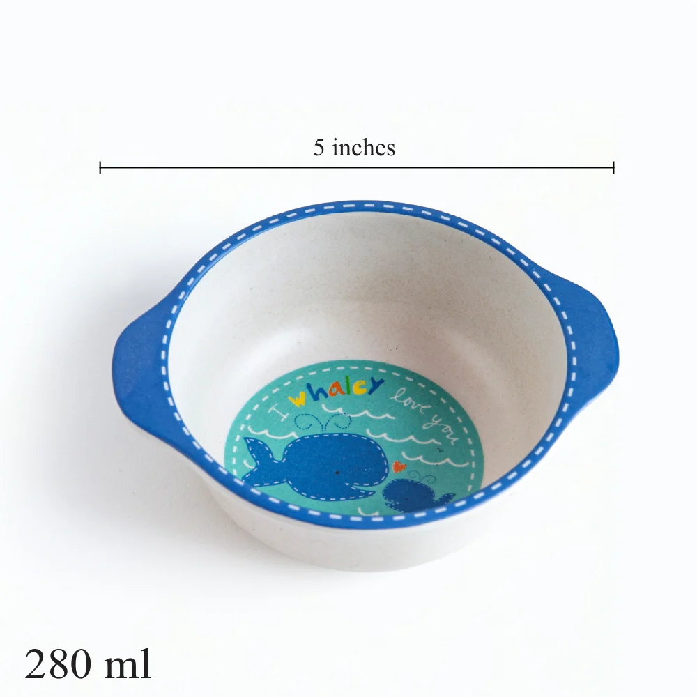 Wobbly Whale Bamboo Kids Dinner /Feeding Set of 5 - Image 5